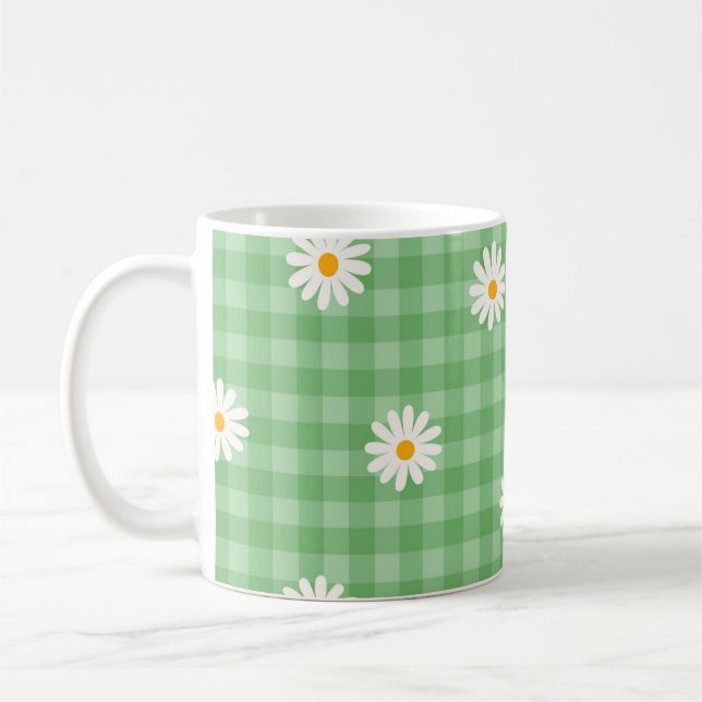 Mug Motif de  de Fleur En vichy à carreaux verts (Gauche)