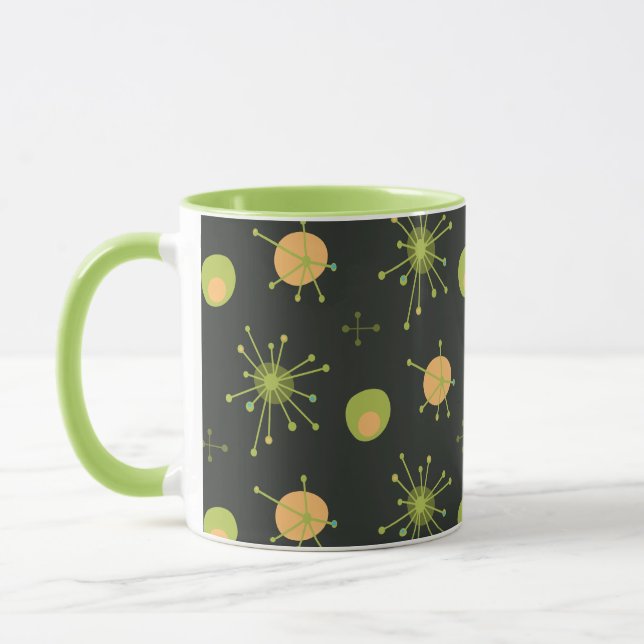 Mug Motif de démarrage MCM atomique vert, orange (Gauche)