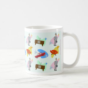 Mug Motif de dessin animé amusant des années soixante 