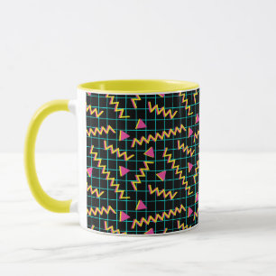 Mug motif de doodle Retro Black & Neon des années 80/9
