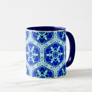 Mug Motif de fermeture de flocon de neige - Bleu et bl