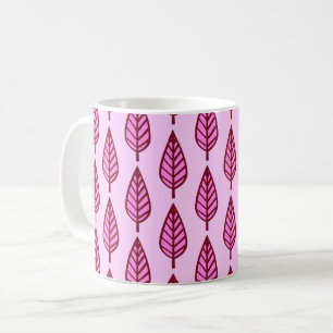 Mug Motif de feuille de hêtre - rose et bordeaux