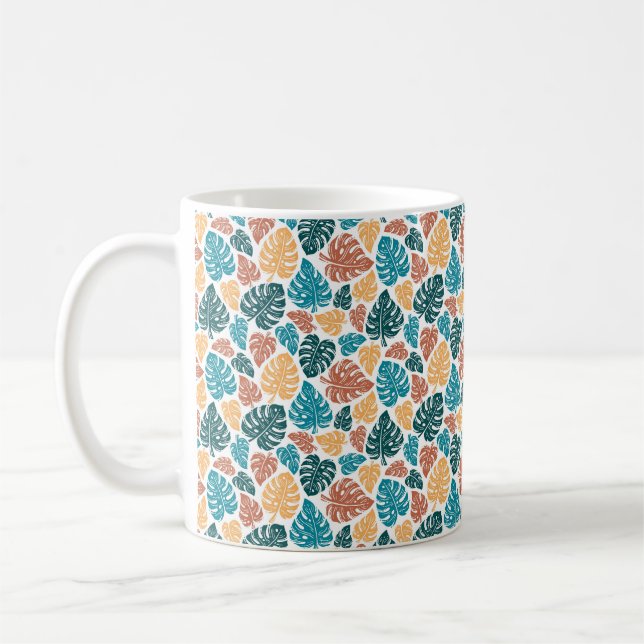 Mug Motif de feuille de Monstera Tropical - Nature col (Gauche)
