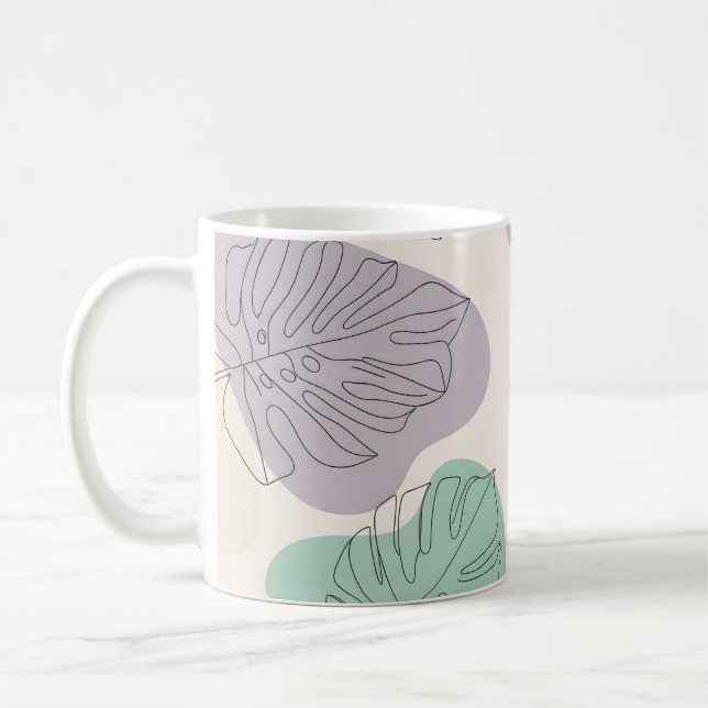 Mug Motif de feuille Monstera moderne (Gauche)