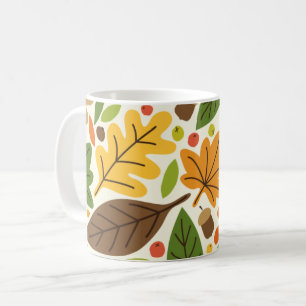 Mug Motif de feuilles d'automne colorées et de glands