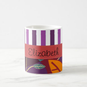 Mug Motif De Feuilles, Grandes Têtes Violettes, Votre 