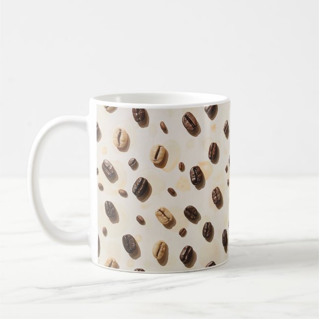 Mug Motif de fèves de café sur une surface légère (Gauche)