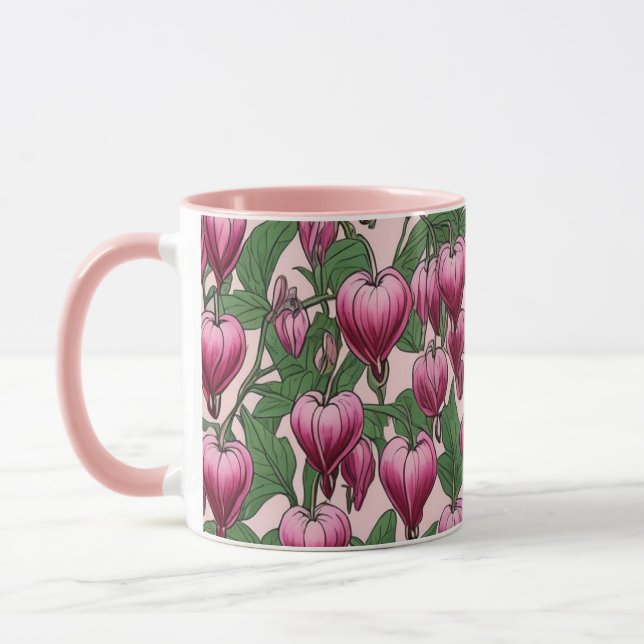 Mug Motif de fleur de coeur à saignement rose (Gauche)