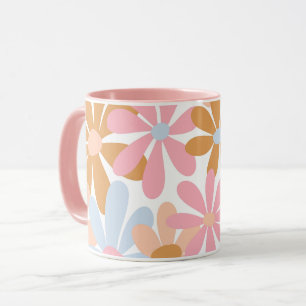 Mug Motif de fleur de marguerite pastel rétro