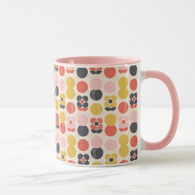 Mug Motif de fleur moderne de la moitié du siècle (Droite)