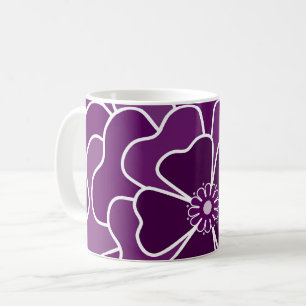 Mug Motif de fleurs abstraites violet foncé