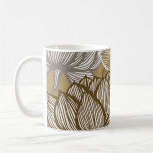 Mug Motif de fleurs Art déco. Ligne or fleurie art. fl