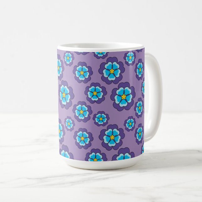 Mug Motif de fleurs bleu violet (Devant droit)