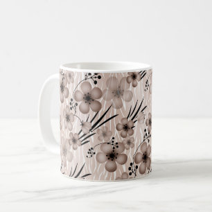 Mug Motif de fleurs marron beige sur fond de tigre re