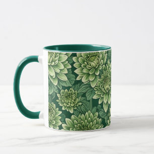 Mug Motif de fleurs vert Chrysanthemum