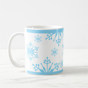 Mug Motif de flocon de neige en bleu.