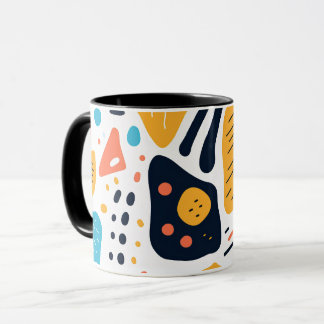 Mug Motif de formes organiques de style Memphis abstra
