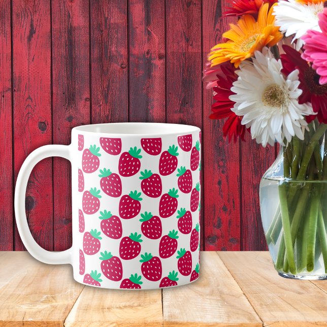 Mug Motif de fraise mini mignonne en rouge et vert (Créateur téléchargé)