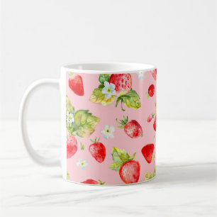 Mug motif de fraise transparent aquarelle