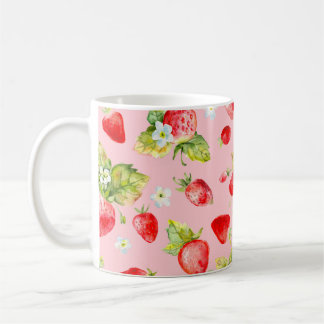 Mug motif de fraise transparent aquarelle