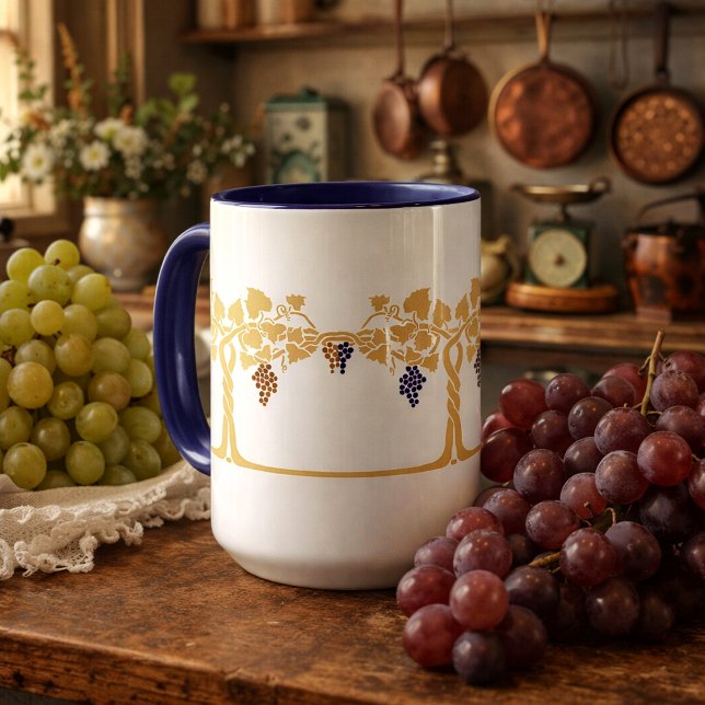 Mug Motif de frise de vignes en pochoir Art Nouveau (Créateur téléchargé)