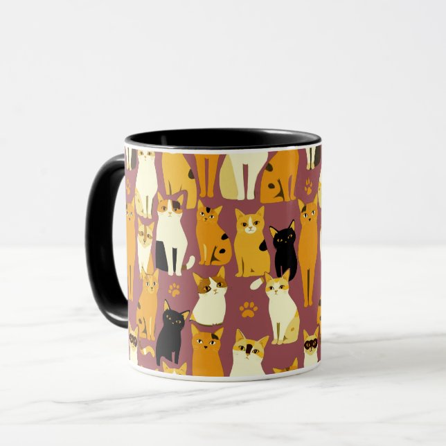 Mug Motif de Ginger, Chats noirs et blancs (Devant gauche)