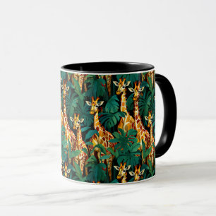 Mug Motif de girafe dans une jungle verdoyante