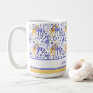 Mug Motif de girafes jaunes Turquoises violettes de Wh