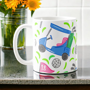 Mug Motif de golf preppy   Café balle de tee de chario