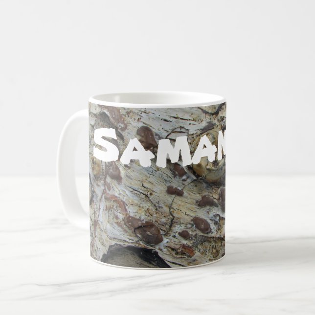 Mug Motif de grains de bois franc avec nom (Devant gauche)
