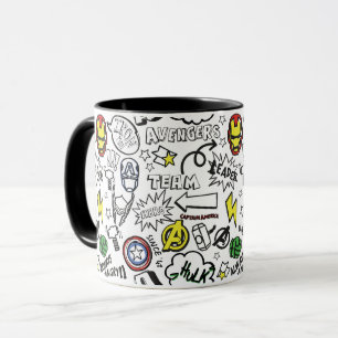 Mug Motif de gribouillage de symboles des Avengers