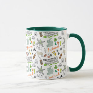 Mug Motif de griffonnage de croquis de l'Irlande