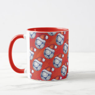 Mug Motif de la balle de soccer en bleu et blanc sur r