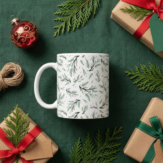 Mug Motif de la branche de pin rustique (Créateur téléchargé)
