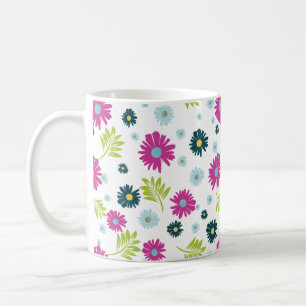 Mug Motif de la feuille rose rose bleu bleu bleu pâle