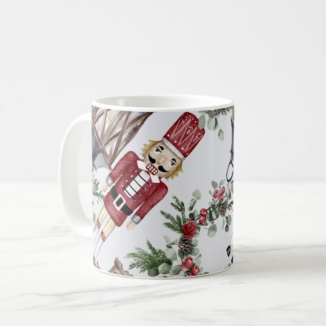 Mug Motif de la lanterne de noix d'aquarelle de Noël (Devant gauche)