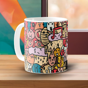 Mug Motif de lancer dessiné à la main de personnage de