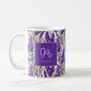 Mug Motif de lavande violet étonnant Monogramme