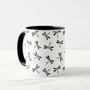 Mug Motif de libellules japonais, noir et blanc