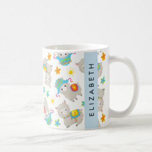 Mug Motif De Llamas, Alpacas, Fleurs, Votre Nom