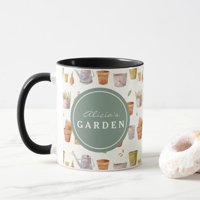 Mug Motif de l'outil de jardinage aquarelle (Avec donut)