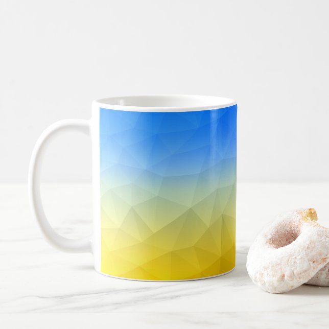 Mug Motif de maillage géométrique bleu jaune Ukraine (Avec donut)