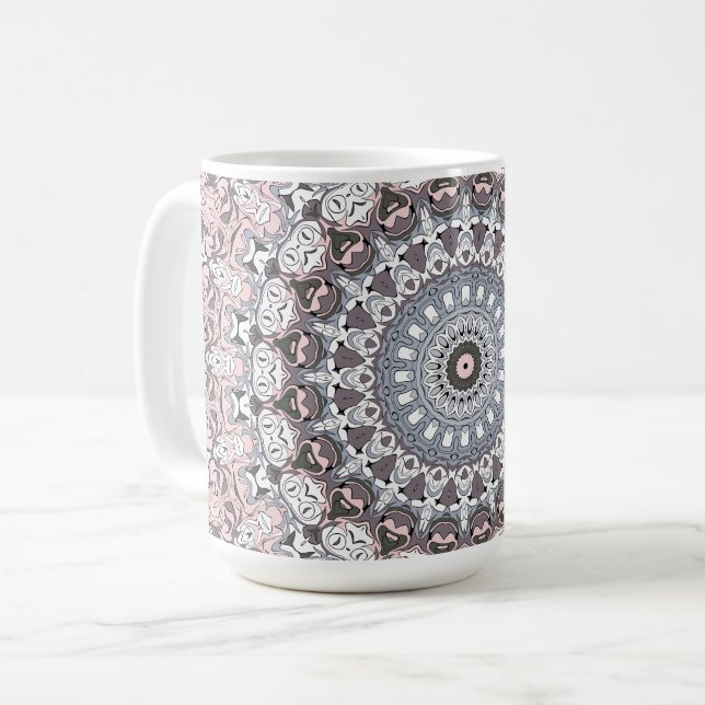 Mug Motif de mandala rose et blanc (Devant gauche)