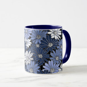 Mug Motif de marguerite bleu et blanc