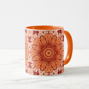Mug Motif de marguerite géométrique en Mandarin Orange
