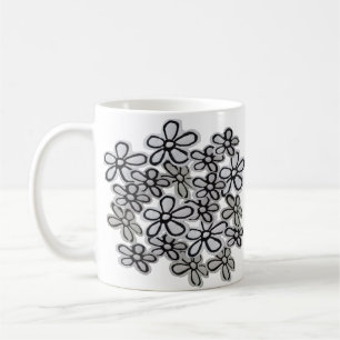 Mug Motif de marguerites noir et blanc