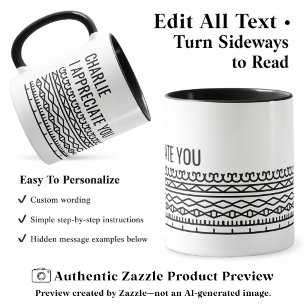 Mug Motif de message caché, départ personnalisé, noir