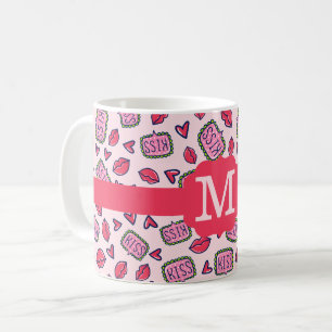 Mug Motif de monogramme avec des lèvres mignonnes, des