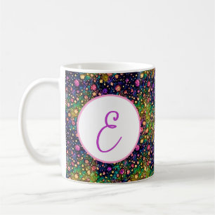 Mug Motif de monogramme de fleurs à l'aquarelle coloré