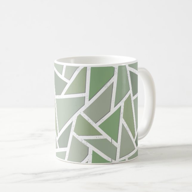Mug Motif de mosaïque vert olive (Devant droit)